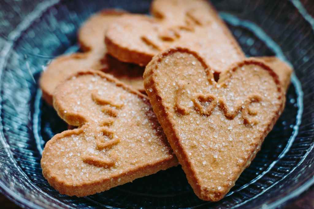 heart shaped cookies on plate